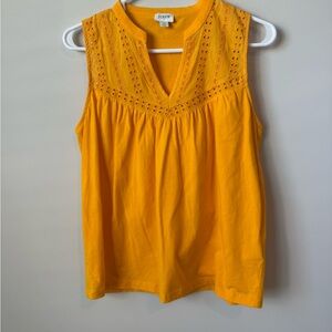J. Crew Bright Yellow Eyelet Sleeveless Top size XS